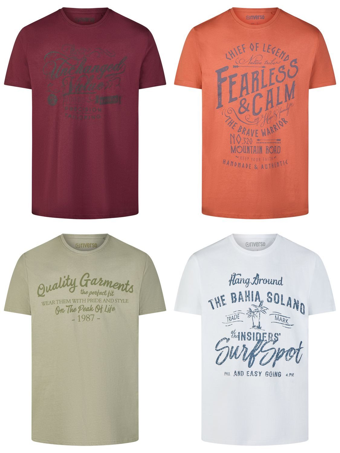 riverso T-Shirt Herren Printshirt RIVLeon Regular Fit (4-tlg) Kurzarm Tee S günstig online kaufen