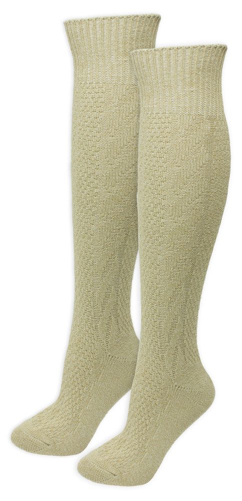 Funny Fashion Kniestrümpfe Kniestrümpfe mit Zopfmuster- Beige