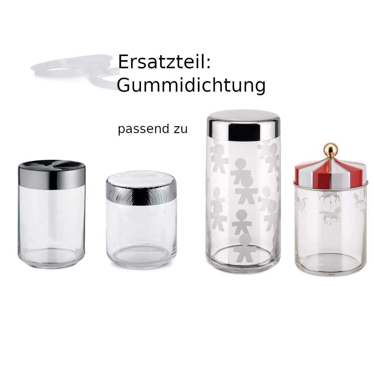 Alessi Vorratsdose Ersatz Gummidichtung für Aufbewahrungsgläser, Gummi