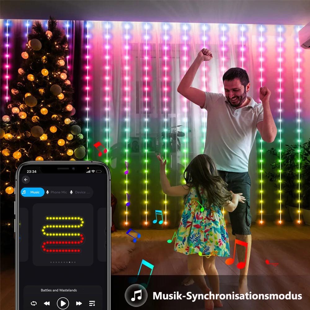 LMaxhome LED-Lichtervorhang Smart Fenster Lichterkette RGB günstig online kaufen