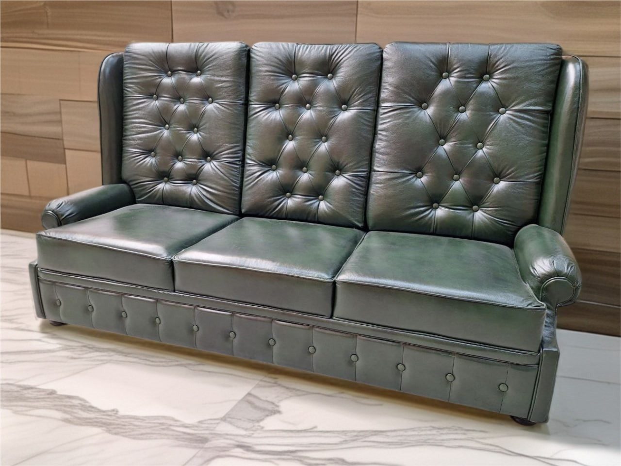 JVmoebel 3-Sitzer Stilvolles Ledersofa 3-Sitzer in trendigem Grün-Schwarz Sofort, Made in Europa