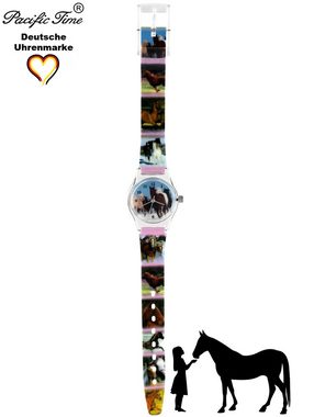 Pacific Time Quarzuhr Kinder Armbanduhr Pferd Kunststoffarmband, Gratis Versand