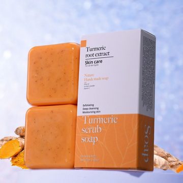 SOTOR Seifen-Set 2 Stück Kurkuma-Reinigungsseife, Gesichts- und Körperseife, für die Reinigung der Haut, reduziert Akne und verfeinert die Poren
