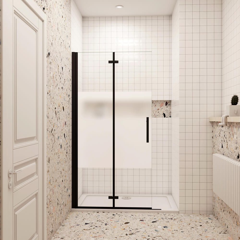 duschspa Duschwand Duschtür Falttür Trennwand Walk in Dusche Faltwand mit Milchstreifen, Einscheibensicherheitsglas, Sicherheitsglas, (Set), Glas, Nano Glas