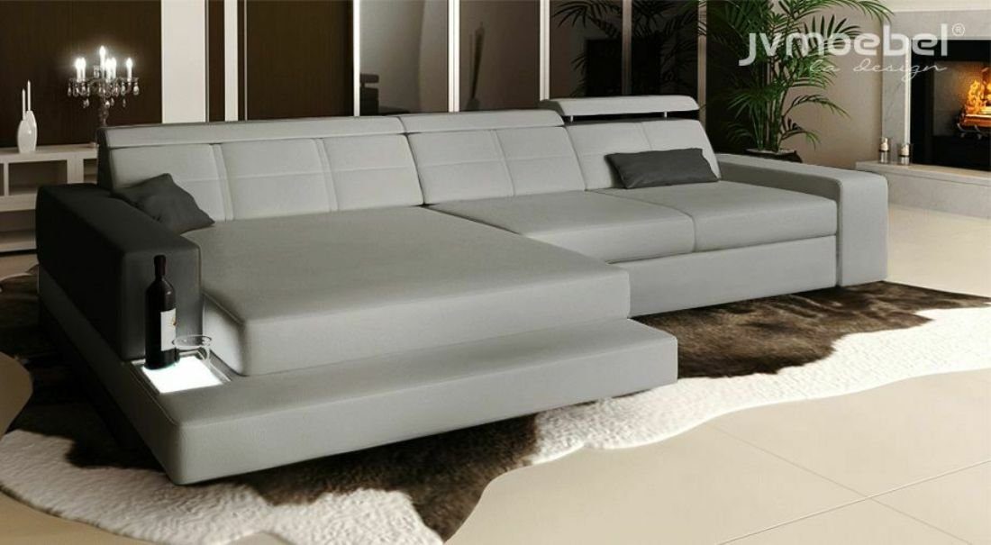 JVmoebel Ecksofa, Design Ecksofa L form Couch Polster Textil Sofas Luxus Wohnzimmer Grau/Schwarz