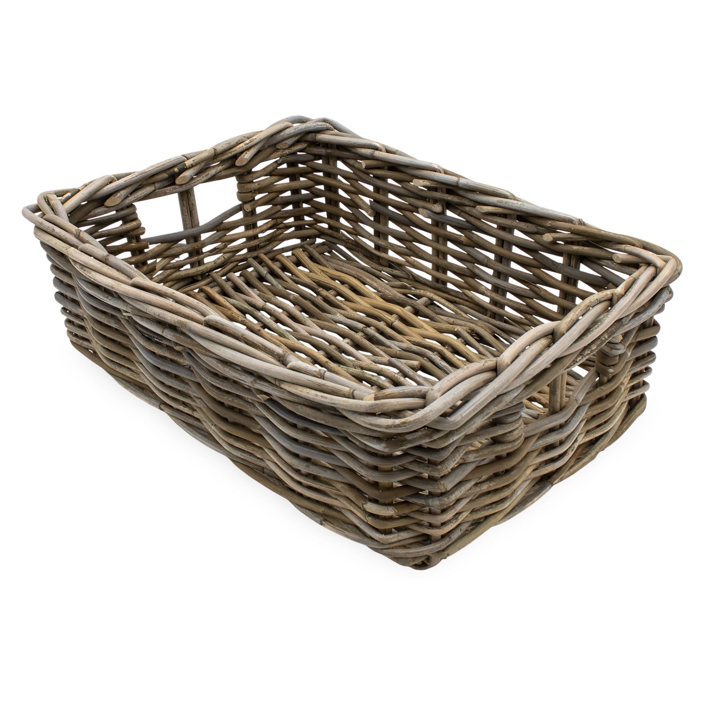 Spetebo Aufbewahrungskorb Rattan Aufbewahrungkorb rechteckig shabby grau (A günstig online kaufen