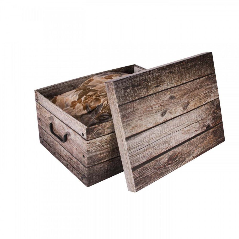 Kreher Aufbewahrungsbox Aufbewahrungsbox, Dekokarton - Motiv: Holz Grau
