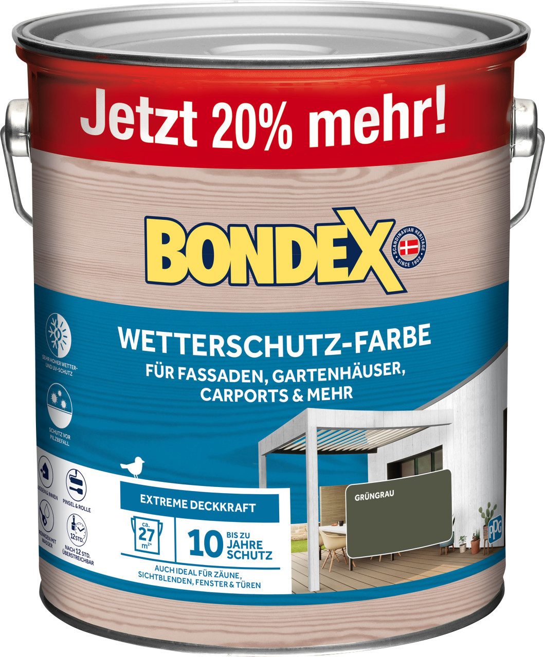 Bondex Holzschutzlasur Bondex Wetterschutz-Farbe 3 L grün-grau
