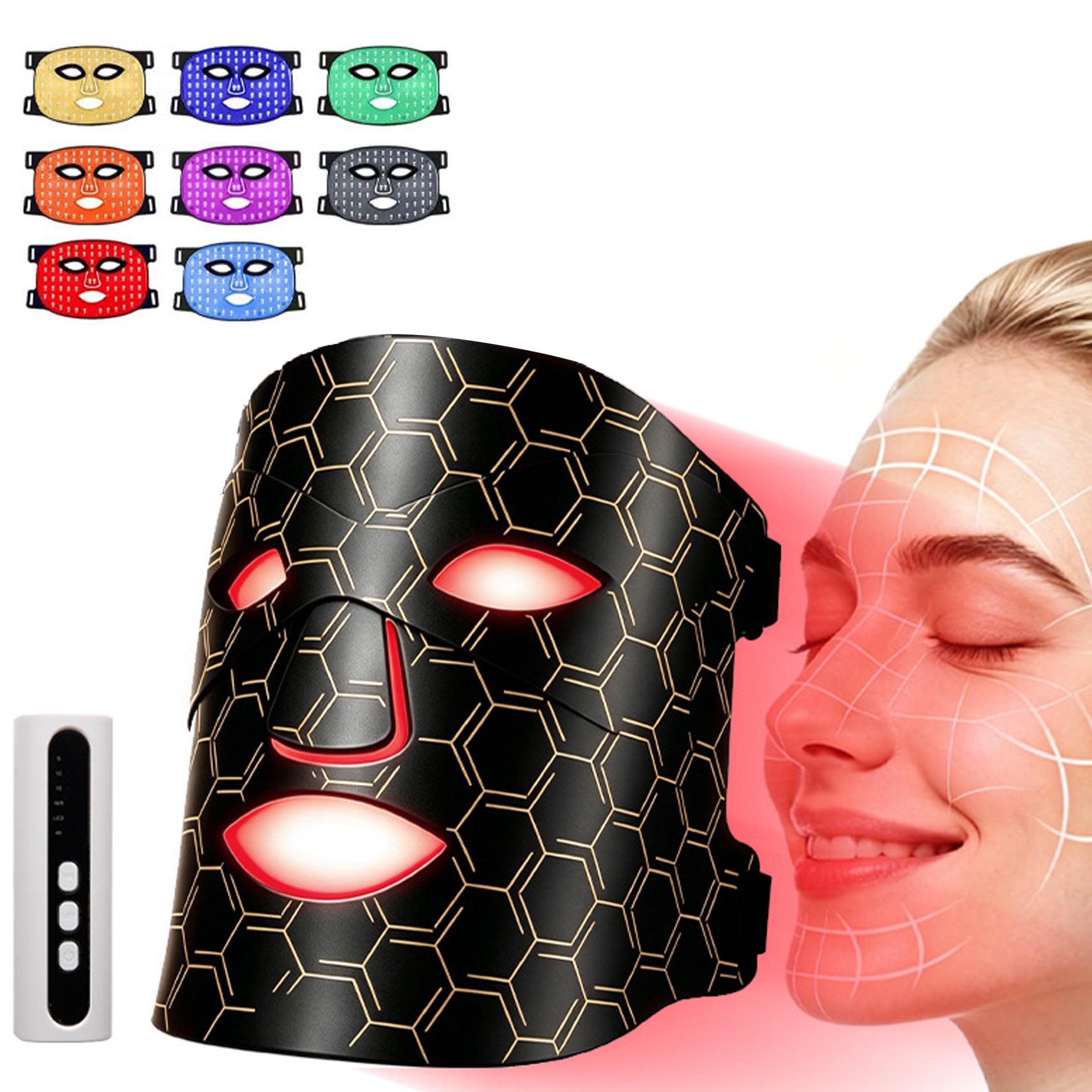 KINSI LED-Gesichtsmaske LED Gesichtsmaske, 7 Farben Lichttherapie, 288 LEDs, wiederaufladbar, Verbessert den Glanz der Haut und sorgt für einen guten Hautzustand