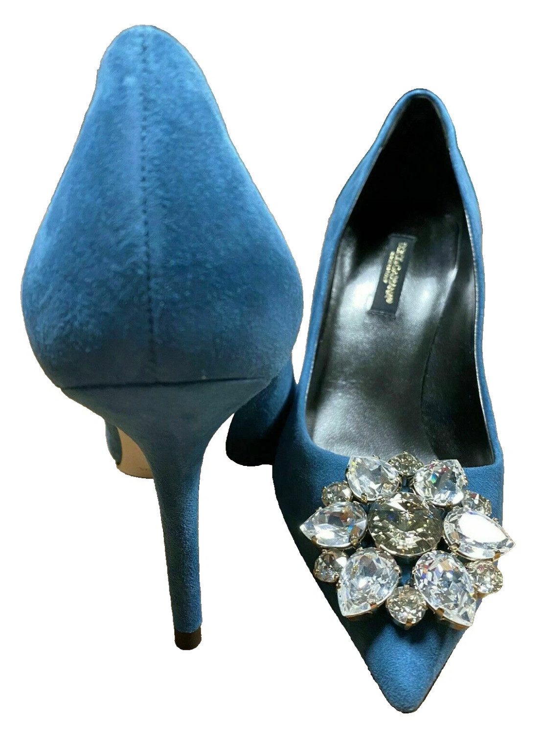 DOLCE & GABBANA High Heels aus Veloursleder mit Kristall-Applikation Pumps Kristall-Applikation Juwelen-Stil als opulenter Blickfang