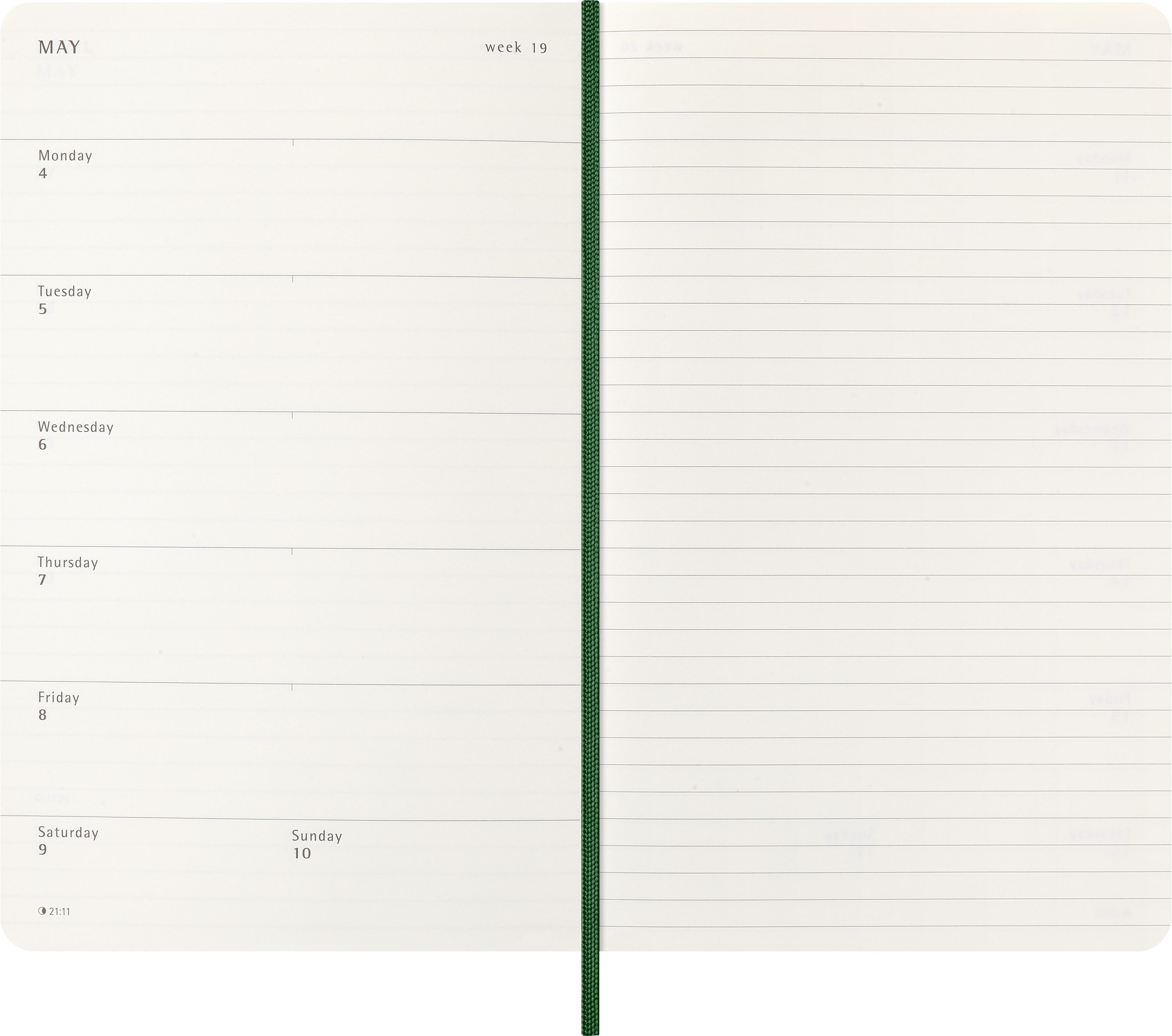 MOLESKINE Buchkalender, MOLESKINE 12 MONATE NOTIZKALENDER 2026 - SOFT COVER - L/A5 DUNKELGRÜN