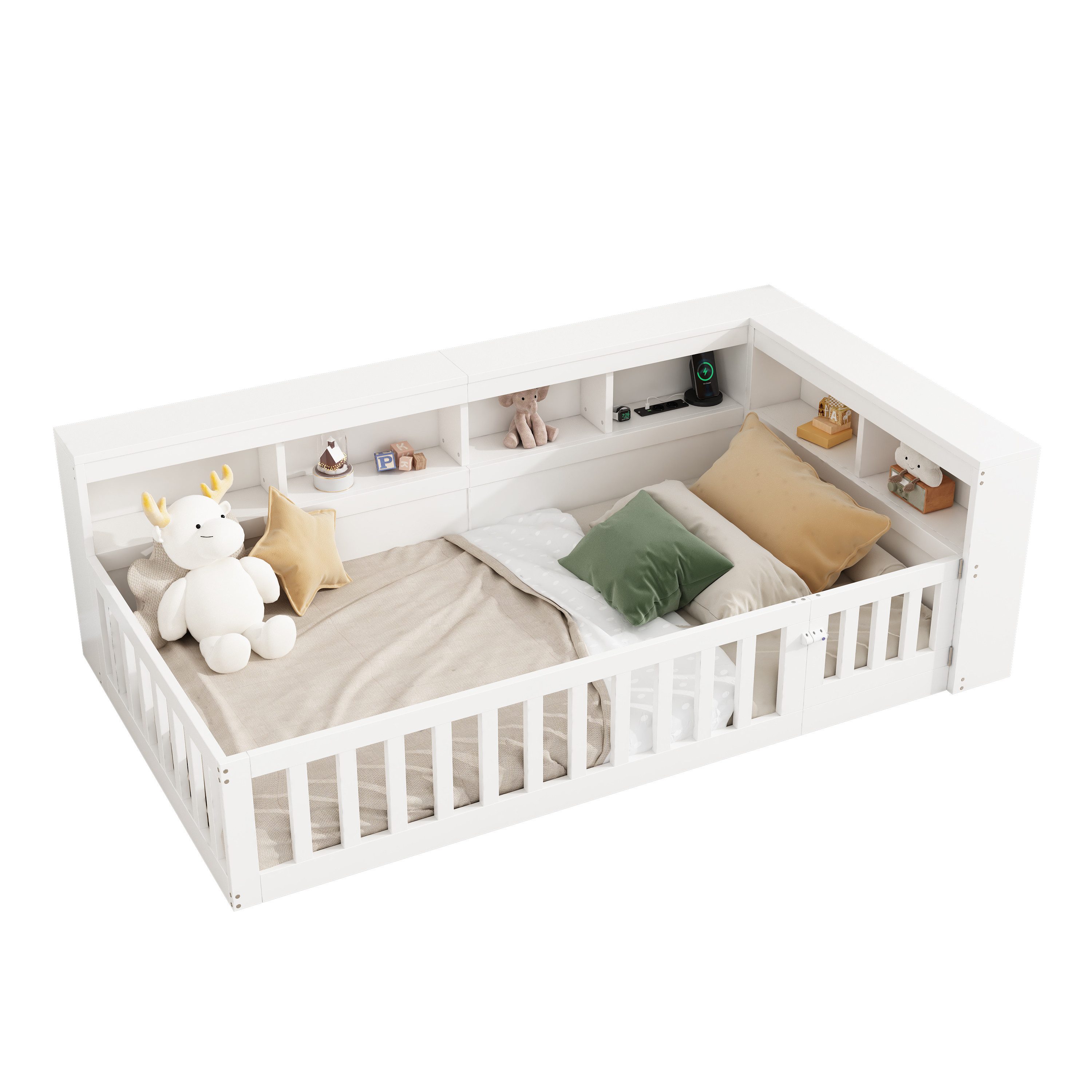 OKWISH Kinderbett Holzbett Stauraumbett (90x200 cm günstig online kaufen