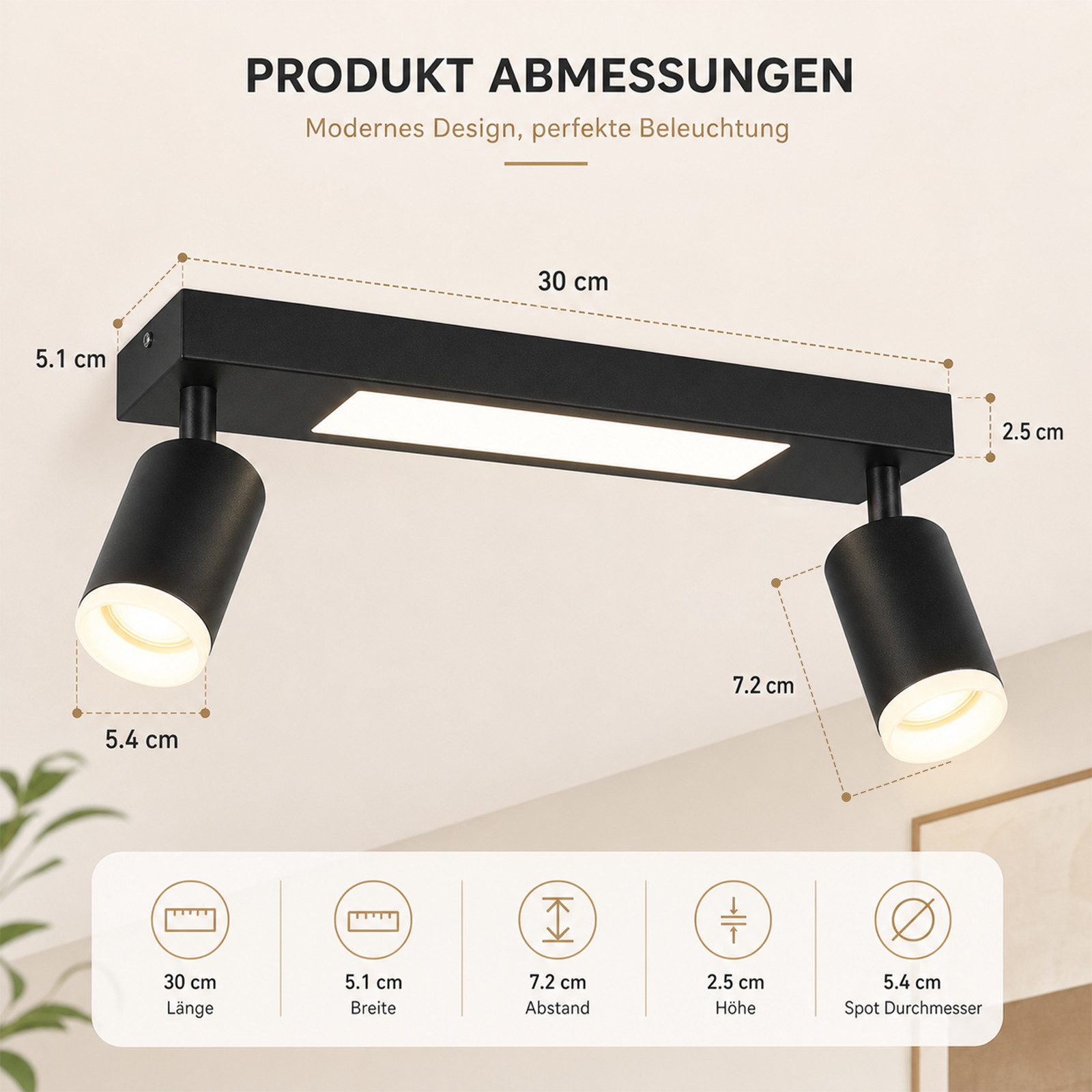Nettlife Deckenstrahler 1/2/3/4 Flammig GU10 Modern Schwarze Deckenlampe Schwenkbar 350°, LED wechselbar, Warmweiß, Schwenkbar Flurlampe Metall für Schlafzimmer – Bild 3 von 5