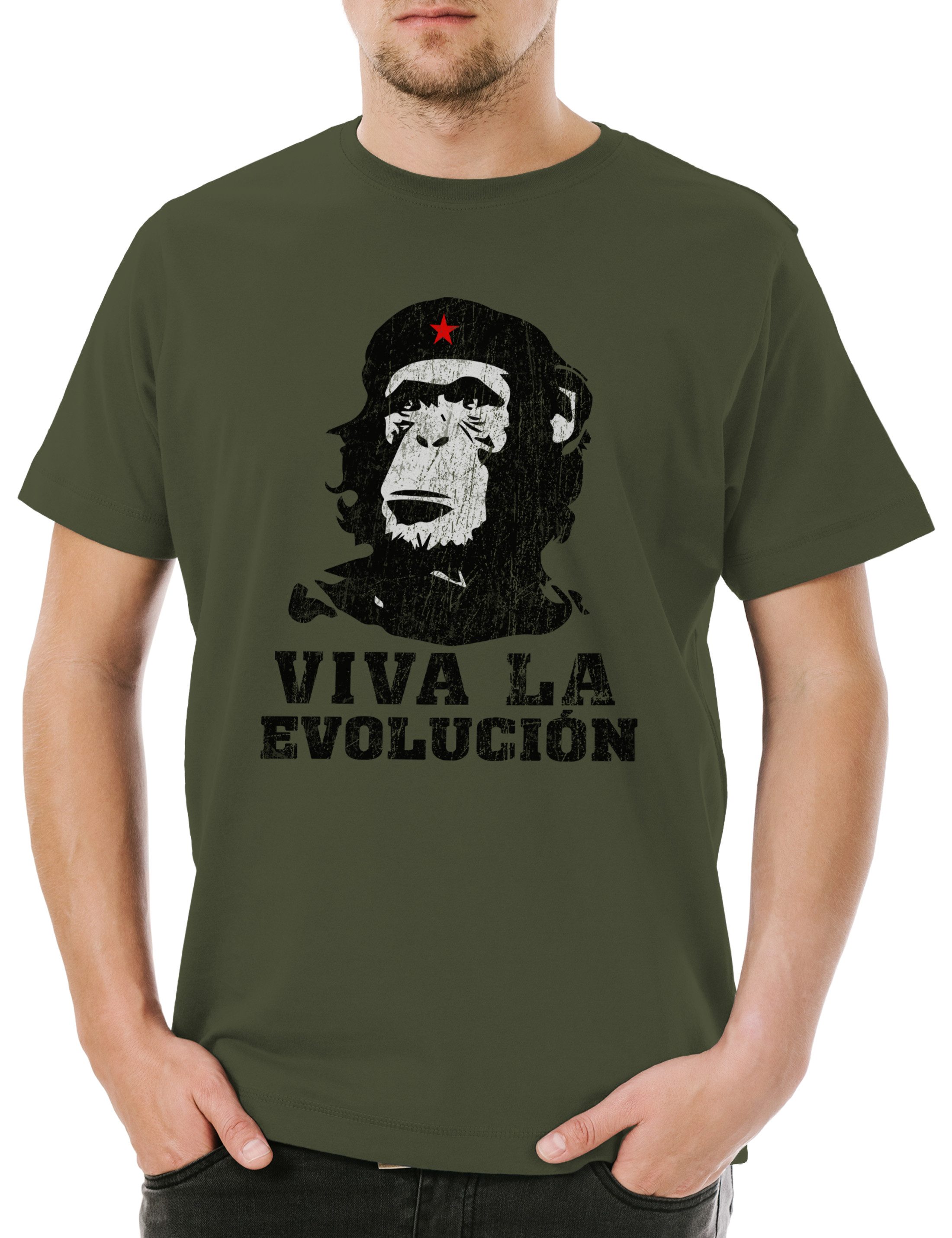 Print-Shirt Che Ape Men Herren T-Shirt Guevara Sozialismus Communism Kommunismus