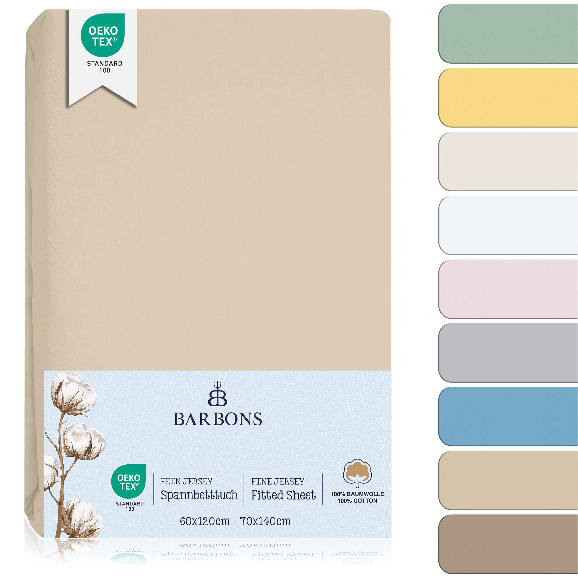 BARBONS Spannbettlaken 60x120 für Baby, Jersey Bettlaken Babybett, Kinderbe günstig online kaufen