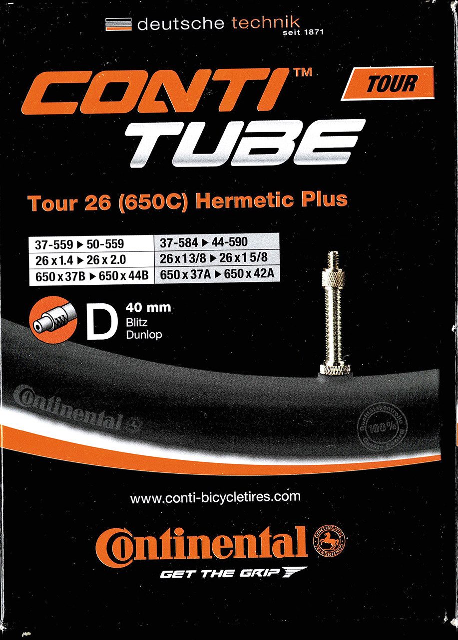 CONTINENTAL Fahrradschlauch Continental Tour 26 Hermetic Plus 26 Zoll DV (37/50-559) DV 40mm, 1,50, 1 5/8, 1,75, 1,40, 1,95, 2,00, 1 3/8, 1,60, 1,25, 1,35, 1,90