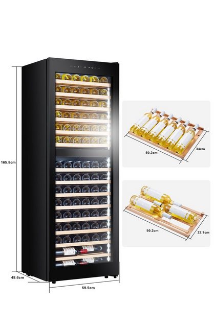 kalamera Weinkühlschrank KRC-266BFG, für 84 Standardflaschen á 0,75l,2 Zonen