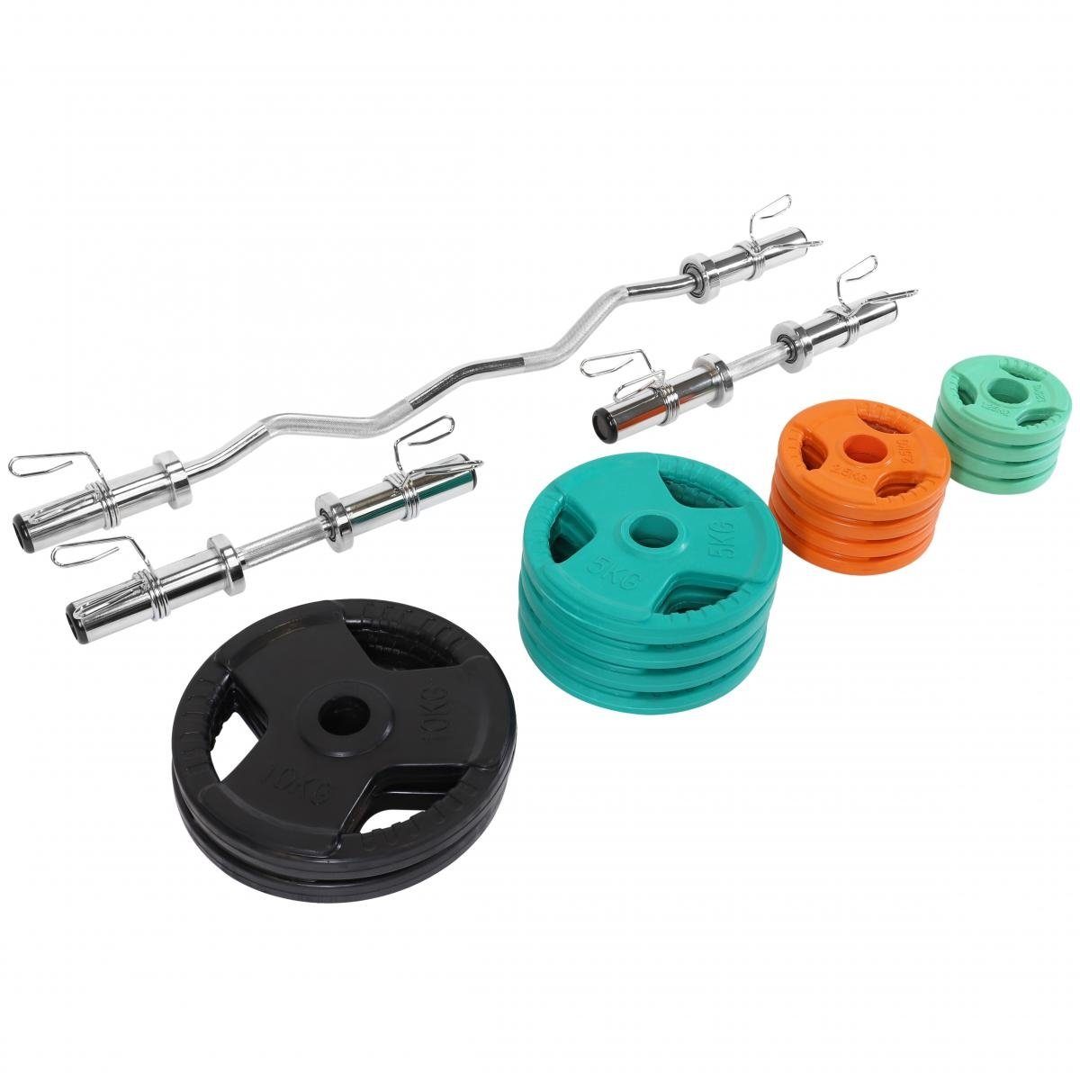 GORILLA SPORTS Hantel-Set Olympiastangen Set Gummi Gripper 75 kg