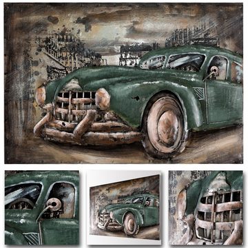 Home4Living Metallbild Wandbild 3D Unikat Relief 60x40x6cm handgefertigt, Oldtimer, 3D Effekt