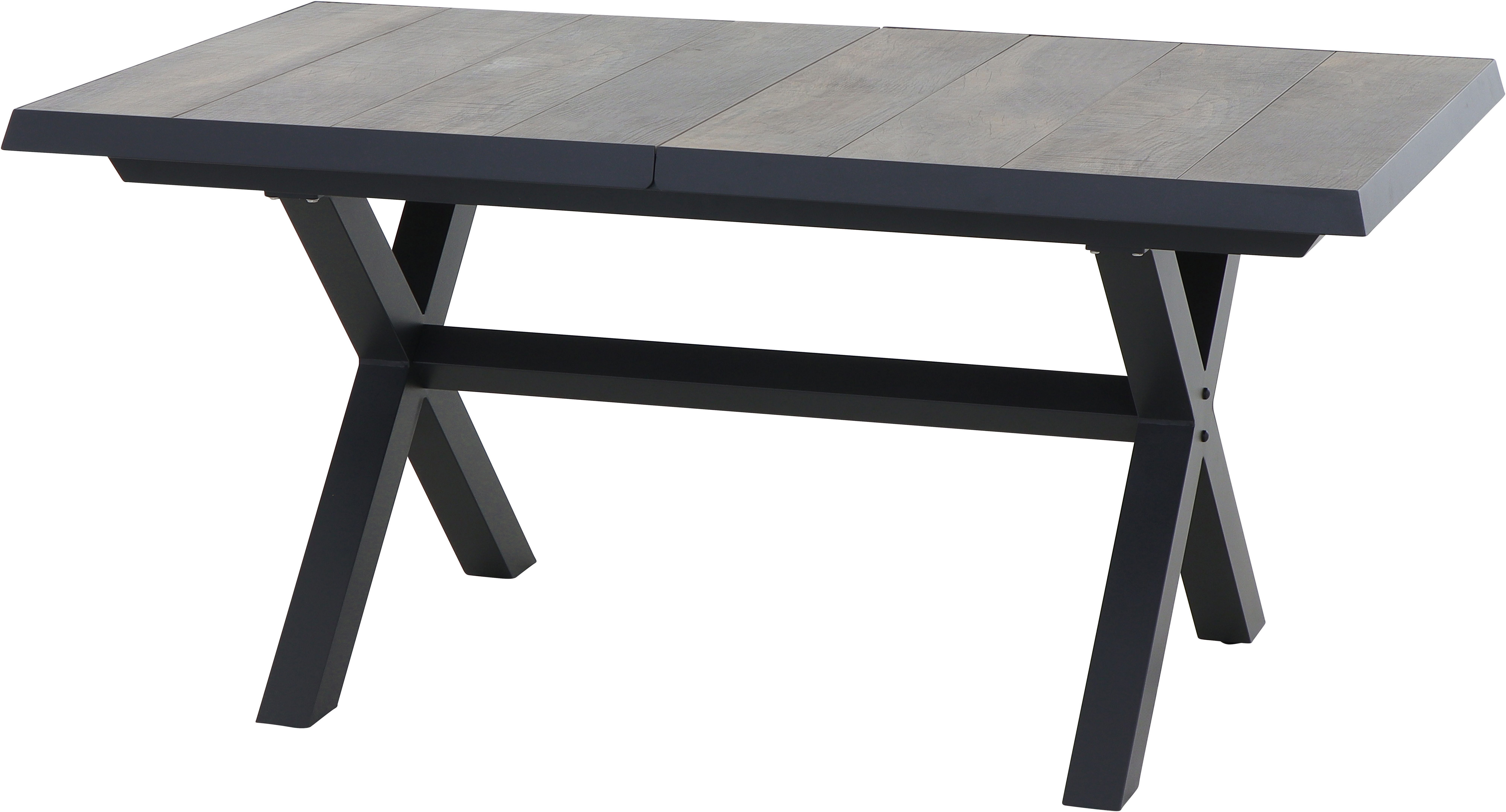 Siena Garden Gartentisch SINCRO Ausziehtisch 160/200x90cm matt anthrazit, Aluminiumgestell matt anthrazit, Tischplatte aus Keramik, washed grey