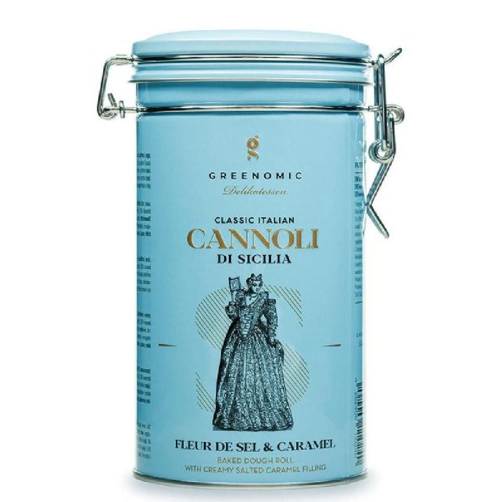 Greenomic Süßigkeit Cannoli Fleur de Sel & Caramel sizilianisches Gebäck in Dose (200g)