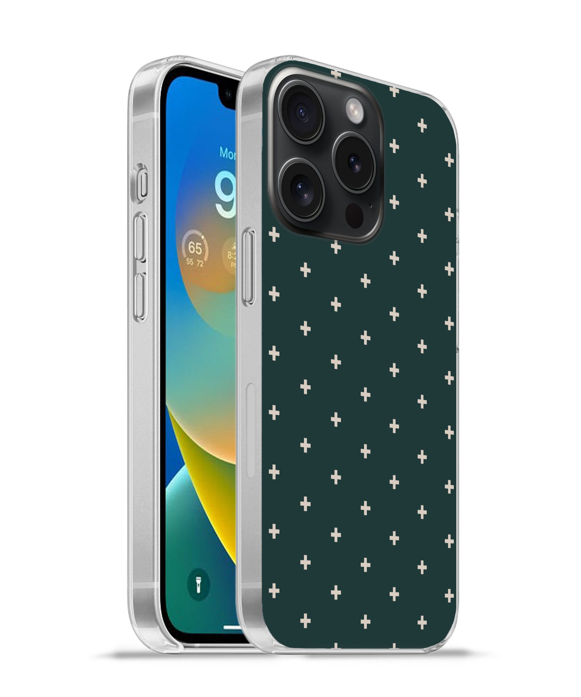 Handyhülle für Apple iPhone 15 Pro Plus-Muster - Grün - Weiß - Druck