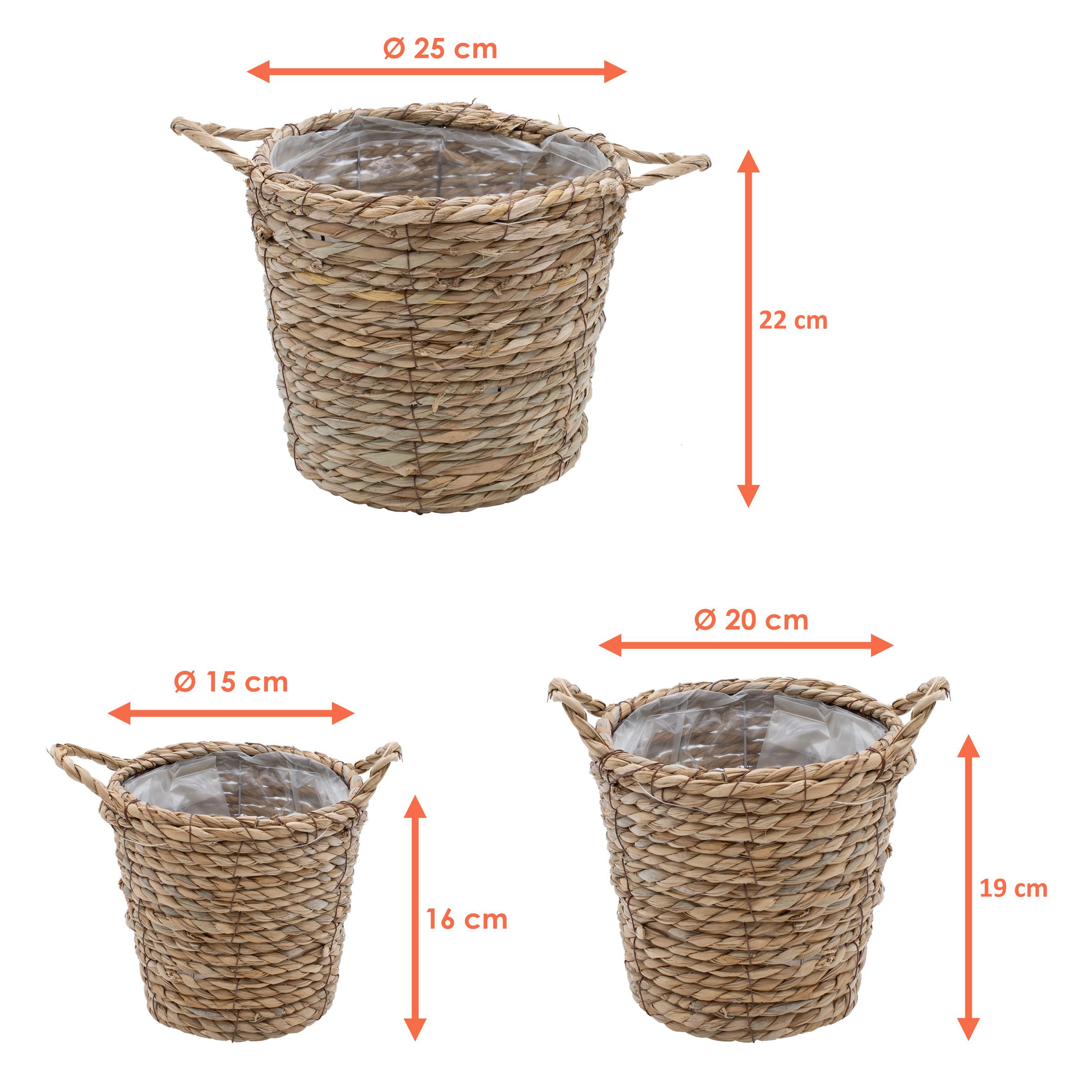 Spetebo Pflanzkübel Seegras Pflanzkorb 3er Set günstig online kaufen