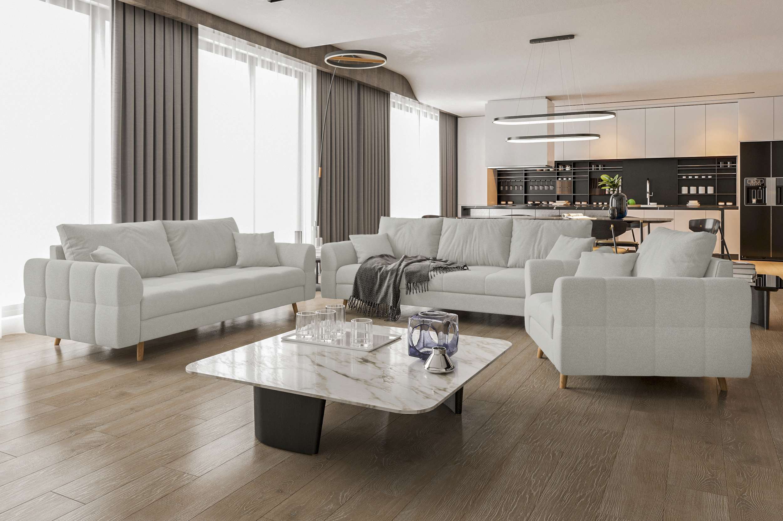 99rooms Polstergarnitur Bello, (Couchgarnitur, Set (3-tlg), günstig online kaufen