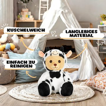 BRUBIES Kuscheltier Teddy Kuh - 25 cm Teddybär im Kuhkostüm mit Kapuze (Plüschtier für kuschelige Abenteuer, 1-St), Kuscheltier Geschenk für Kinder