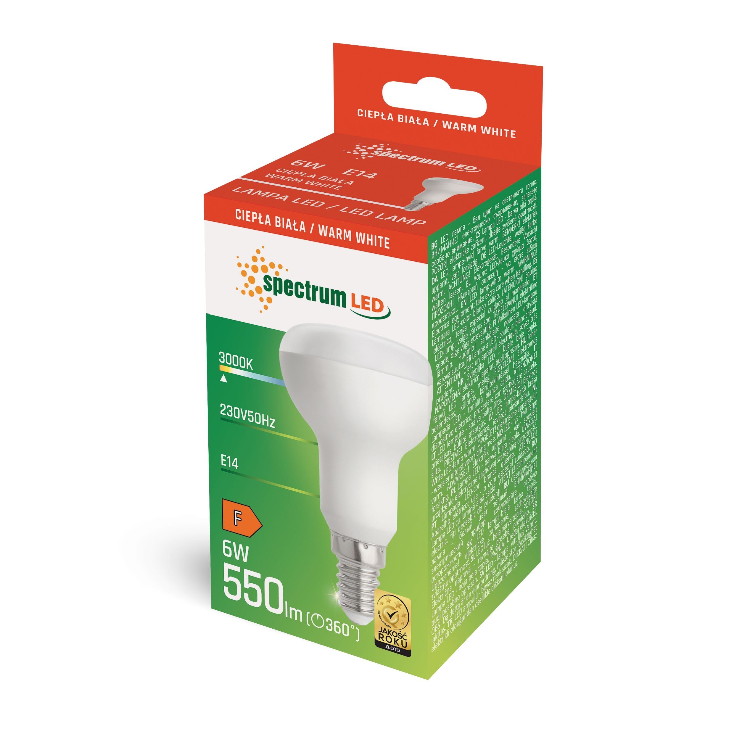 Warmweiß SpectrumLED Pilzform LED-Leuchtmittel 230V E14, 6W LED R50 E14 =55W 3000K, 120° 550lm Warmweiß