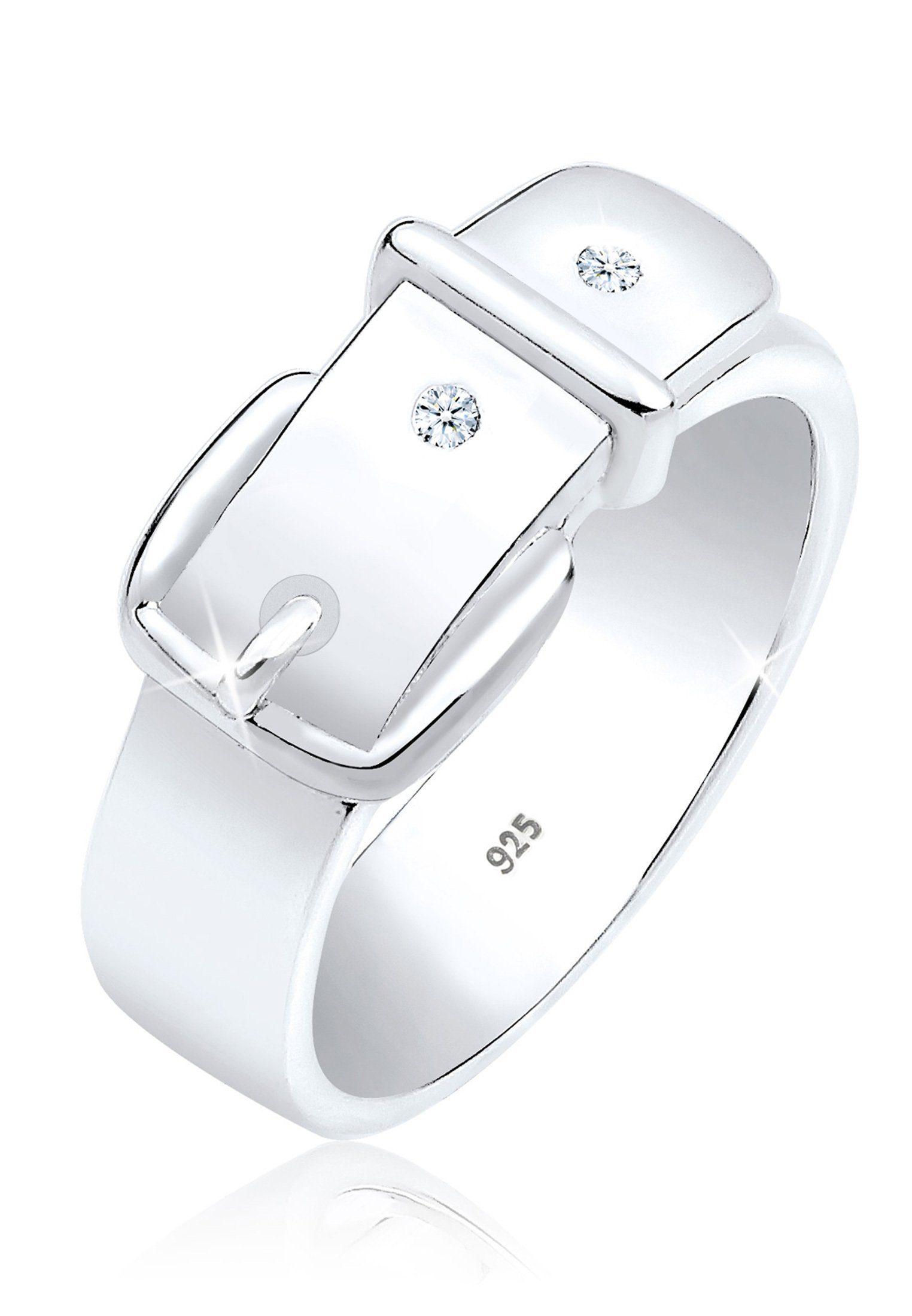 Elli DIAMONDS Diamantring Gürtel Diamant Weiß Brillantschliff (0.03 ct) 925 Sterling Silber, Gürtel