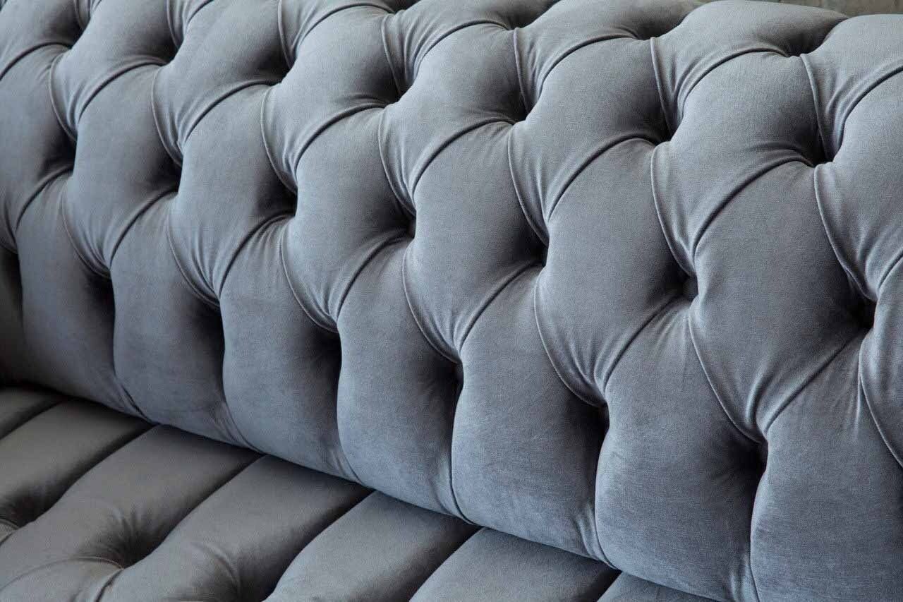 Chesterfield Sofa Europe Grau Made JVmoebel Sitzer Stoffsofa, Sofa 2 Luxus Sofas In Couch Wohnzimmer