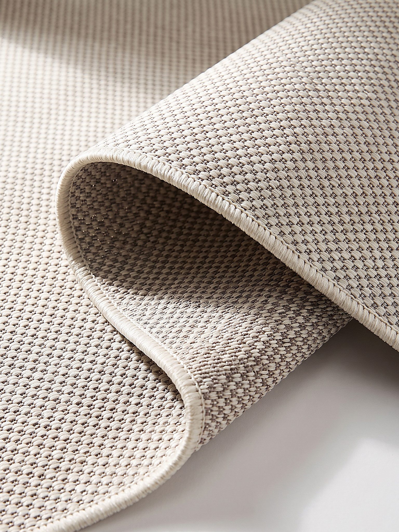 KADIMA DESIGN Teppich BORNO Teppichläufer Creme 80x150 Uni Polypropylen Wohnzimmer, Läufer, Höhe: 4 mm, Strapazierfähig, Pflegeleicht, Farbecht, Wetterfest, UV- – Bild 5 von 5