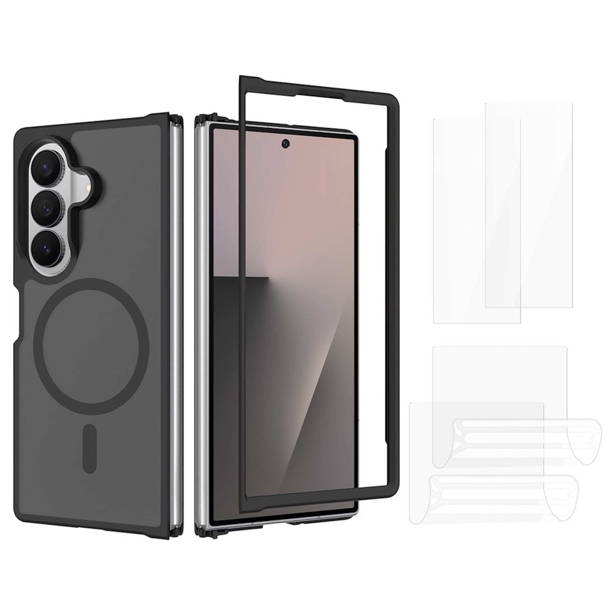 Wigento Handyhülle MagSafe + 2x Schutzglas + 2x Folie für Samsung Galaxy Z Fold8 Ultra 5G 8,00 Zoll, Magnetring, Schutzglas Set, Hydrogel Folie