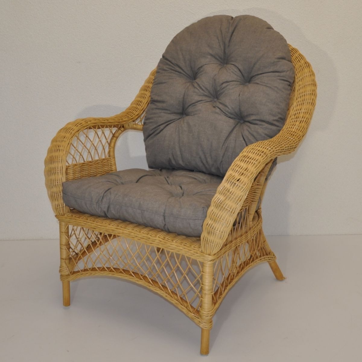 Rattani Rattanstuhl Großer Rattansessel Florida inkl. hochwertigen Polster, Rattansessel inkl. hochwertigen Polster