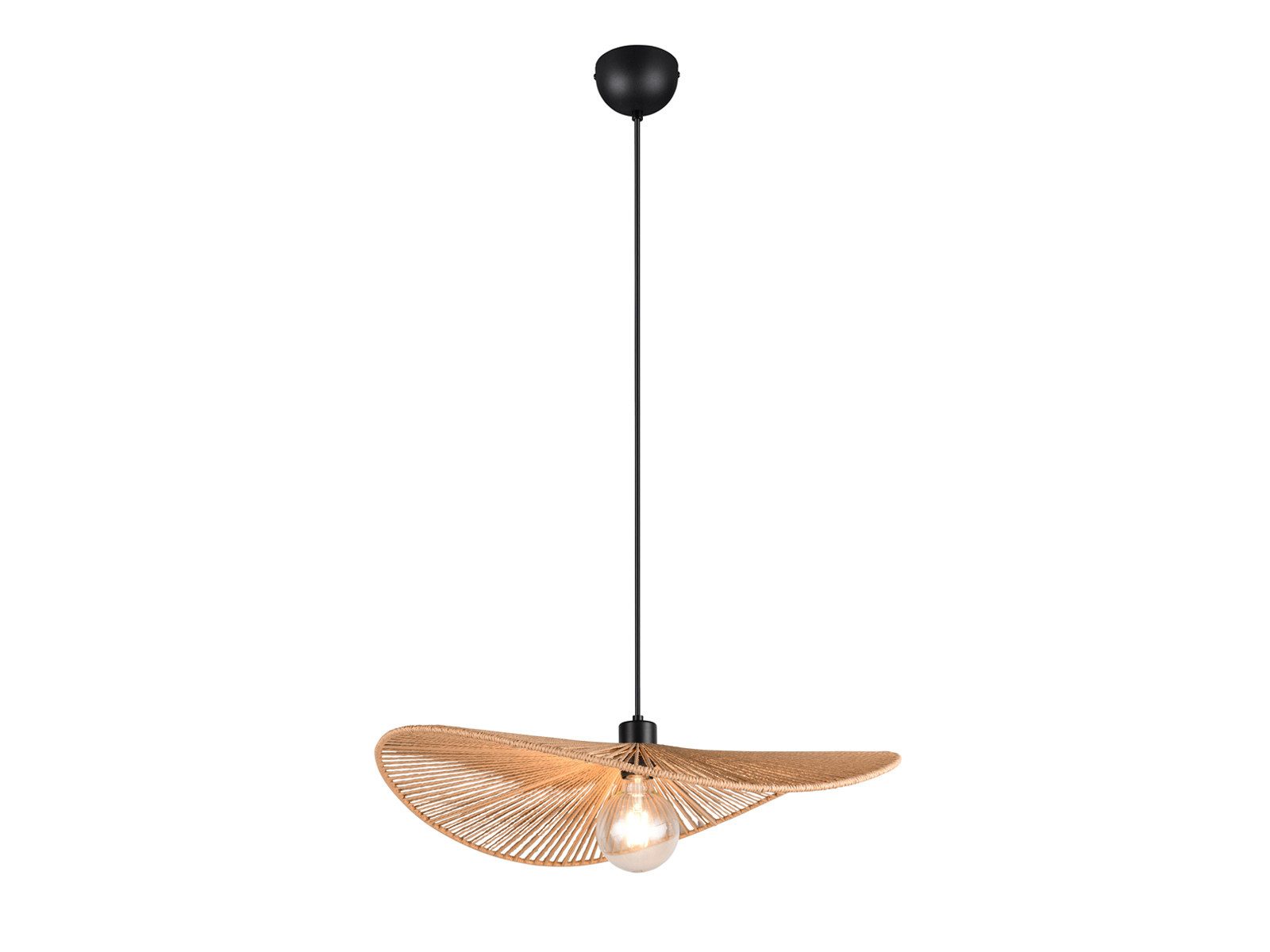 Reality Leuchten LED Pendelleuchte, Dimmfunktion, LED wechselbar, warmweiß, Groß-e ausgefallene Papier Lampenschirm geflochten für Esstisch Ø 58cm