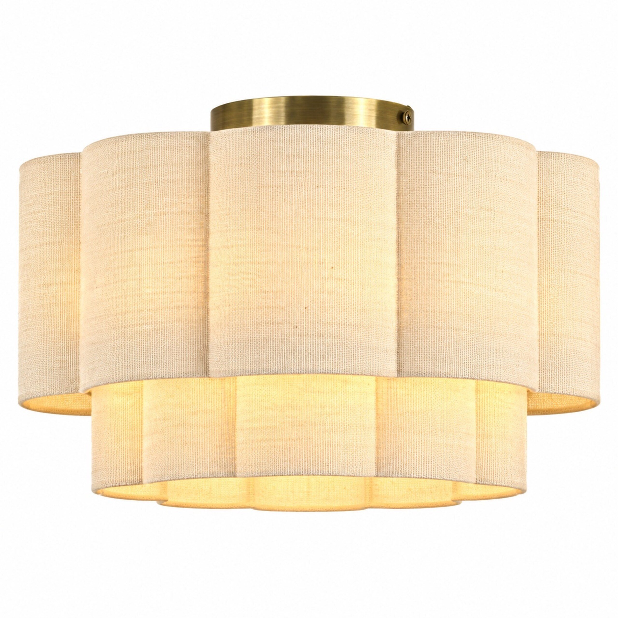 relaxdays Deckenleuchte Deckenlampe mit Leinenschirm Blütenform, Sanfte, stimmungsvolle Beleuchtung, E27, max. 40 W, Leuchtmittel nicht enthalten