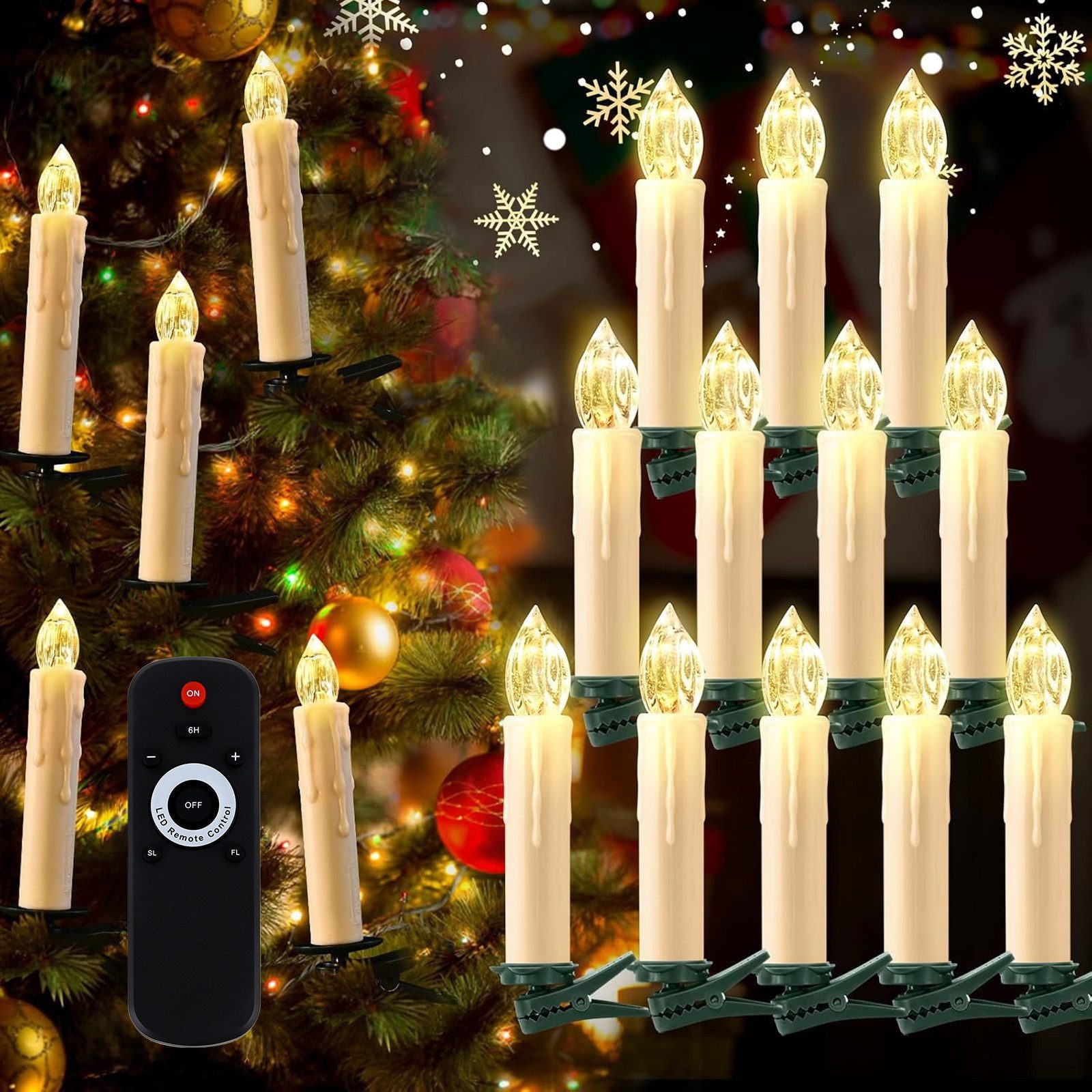 Gotoll LED-Christbaumkerzen CH010-50_B 10/20/30/40/50er kabellos Weihnachts günstig online kaufen