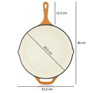 Mahlzeit Bratpfanne Gusseisenpfanne mit Deckel emailliert, Ø 29,5 cm, Sunny Orange, Gusseisen