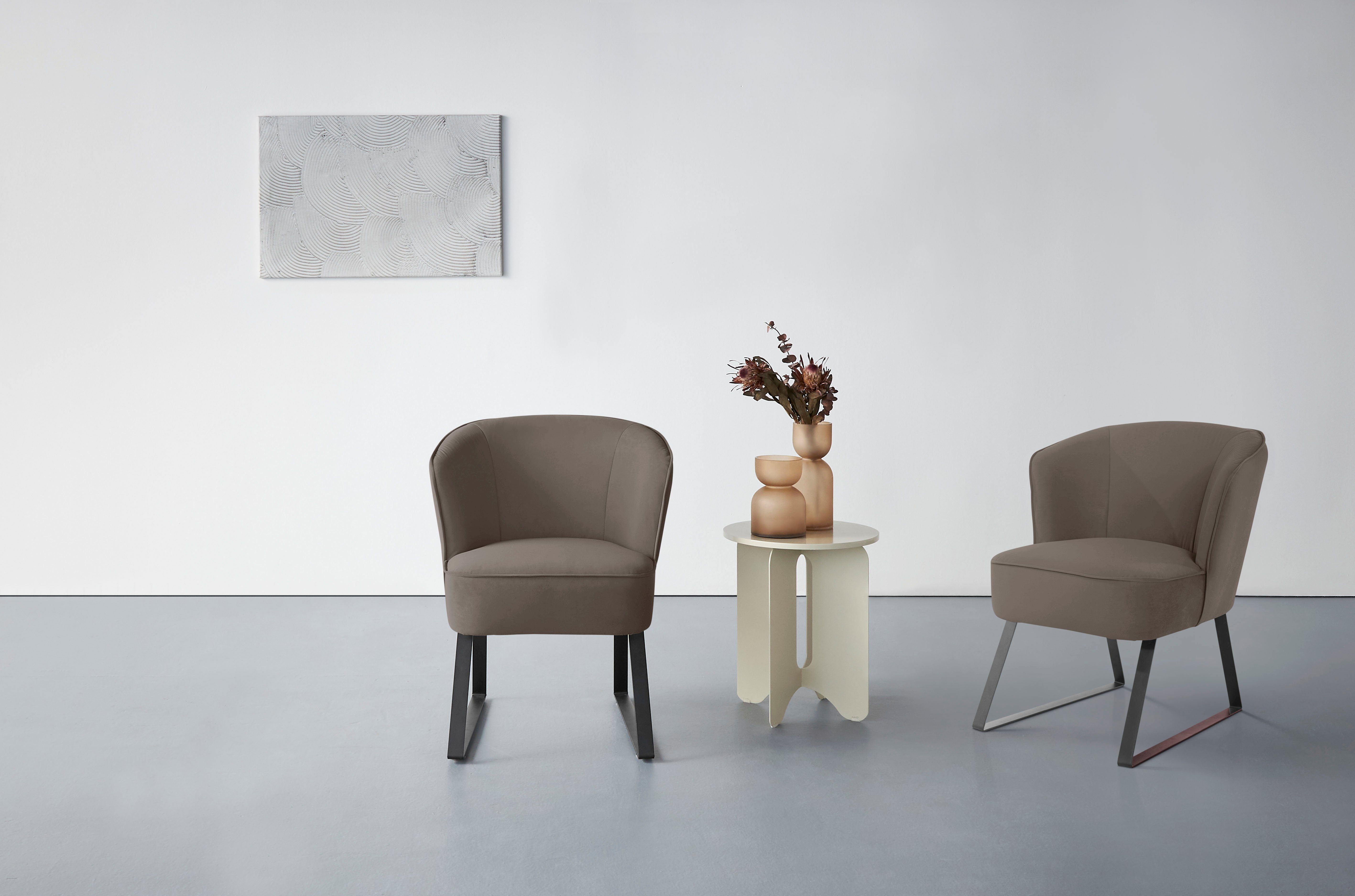 exxpo - sofa fashion Sessel Keder Bezug verschiedenen mit und in 1 Qualitäten, Metallfüßen, Stck. Americano