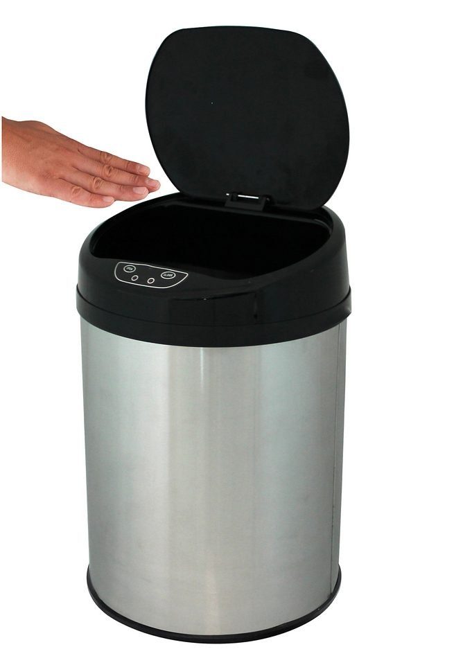 Edelstahl, Korpus 9 INOX Liter Fassungsvermögen Mülleimer BRUSHED, ECHTWERK aus silberfarben Infrarot-Sensor,