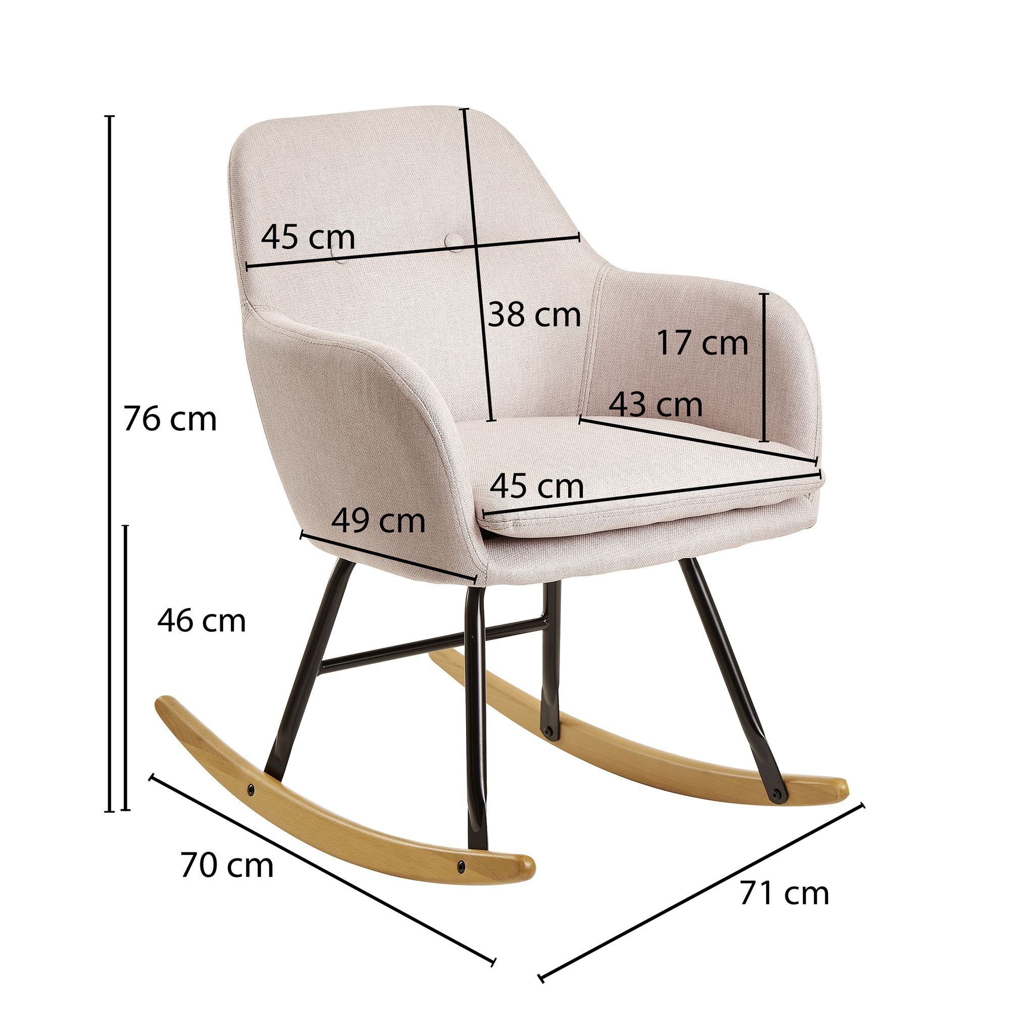 Rosa Moderner Schaukelsessel Schaukelsessel, Gestell, Schaukelstuhl Relaxsessel Rosa Holz, mit / Design Malmo-Stoff Schaukelstuhl 71x76x70cm 71x76x70cm Relaxstuhl Sessel Schwingsessel möbelando Polster Relaxsessel, Schwingstuhl Design