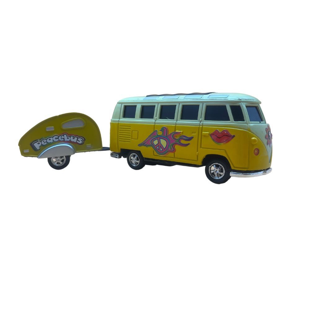 Haushaltshobel VW Bus Peacebus Caravan 1:43 Bus mit Wohnanhänger T Modell
