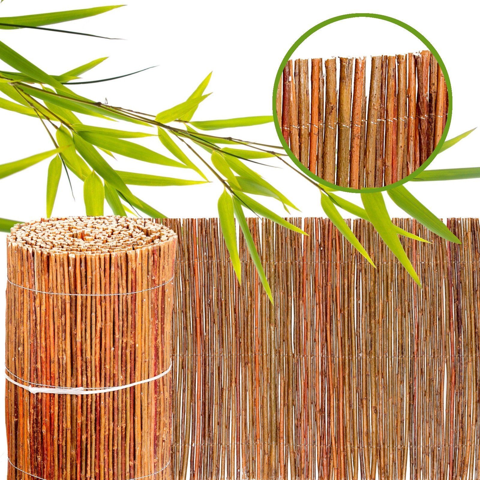 Bambussichtschutz Weidenmatte Windschutz Zaunblende Balkonverkleidung Garten 
