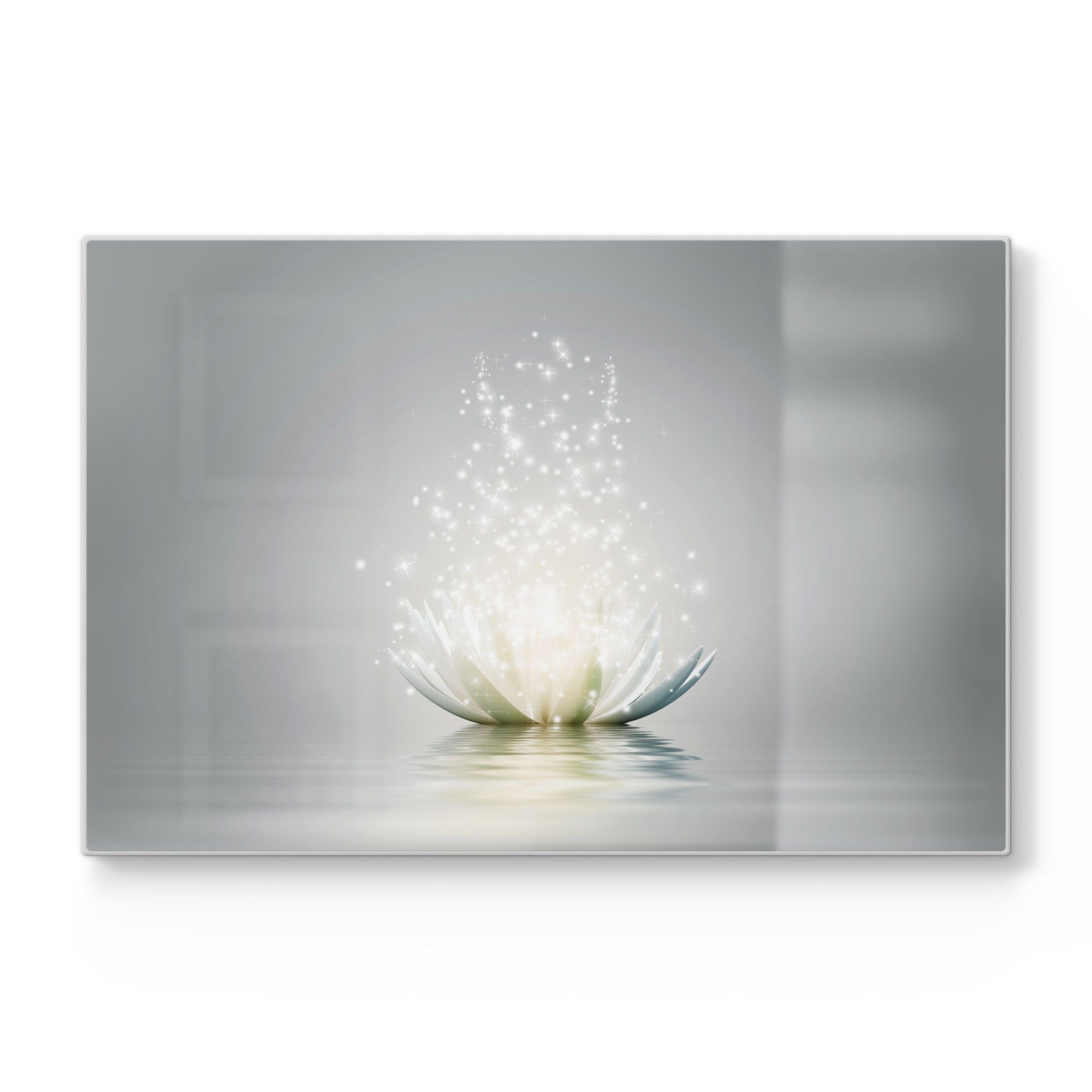 DEQORI Schneidebrett 'Funkelnde Lotusblüte', Glas, Platte Frühstücksbrett Schneideplatte