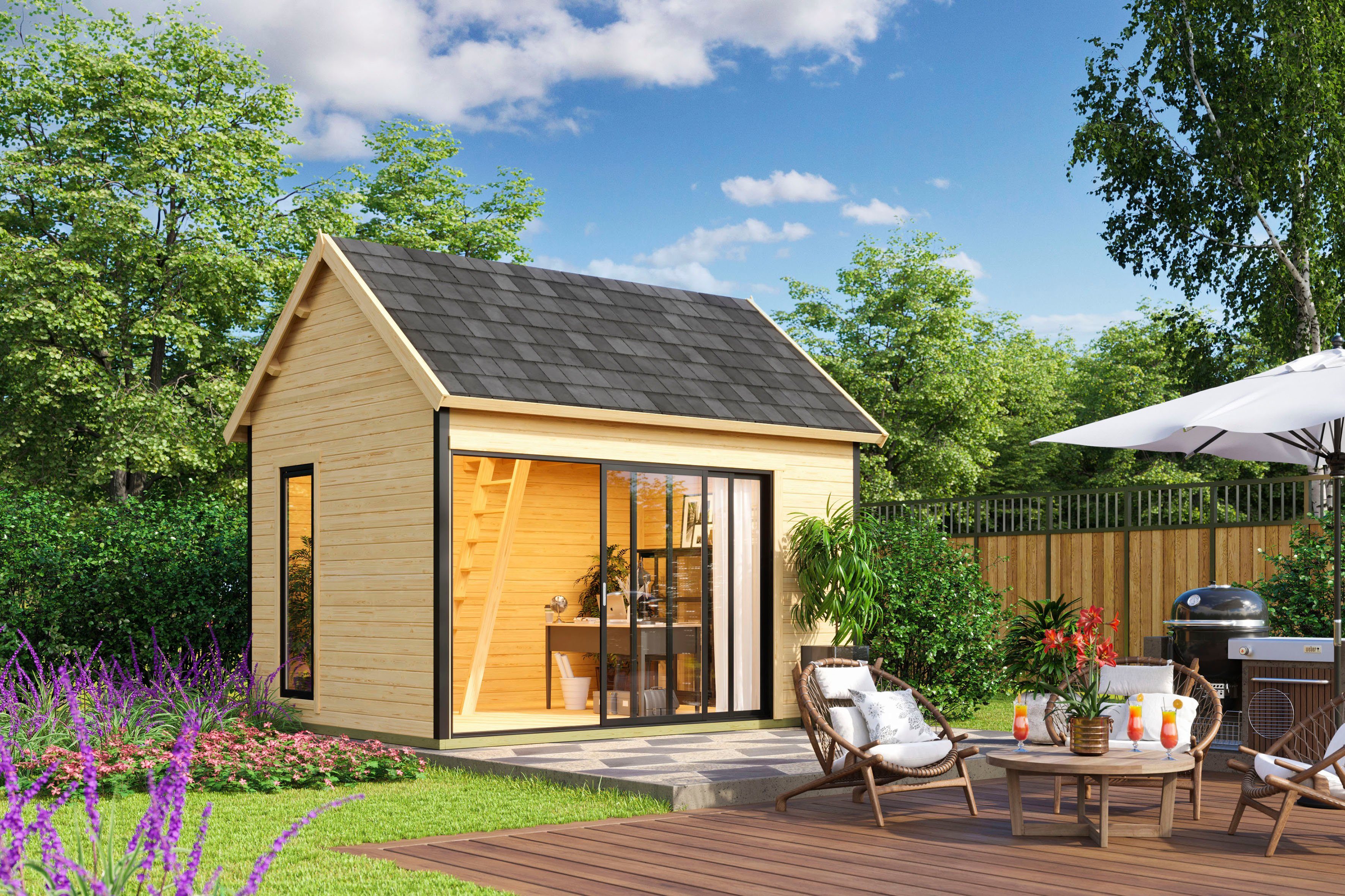 LASITA MAJA Gartenhaus MURANO, BxT: 430x336 cm, (Set, inkl. Fussbodenbretter zum verlegen)