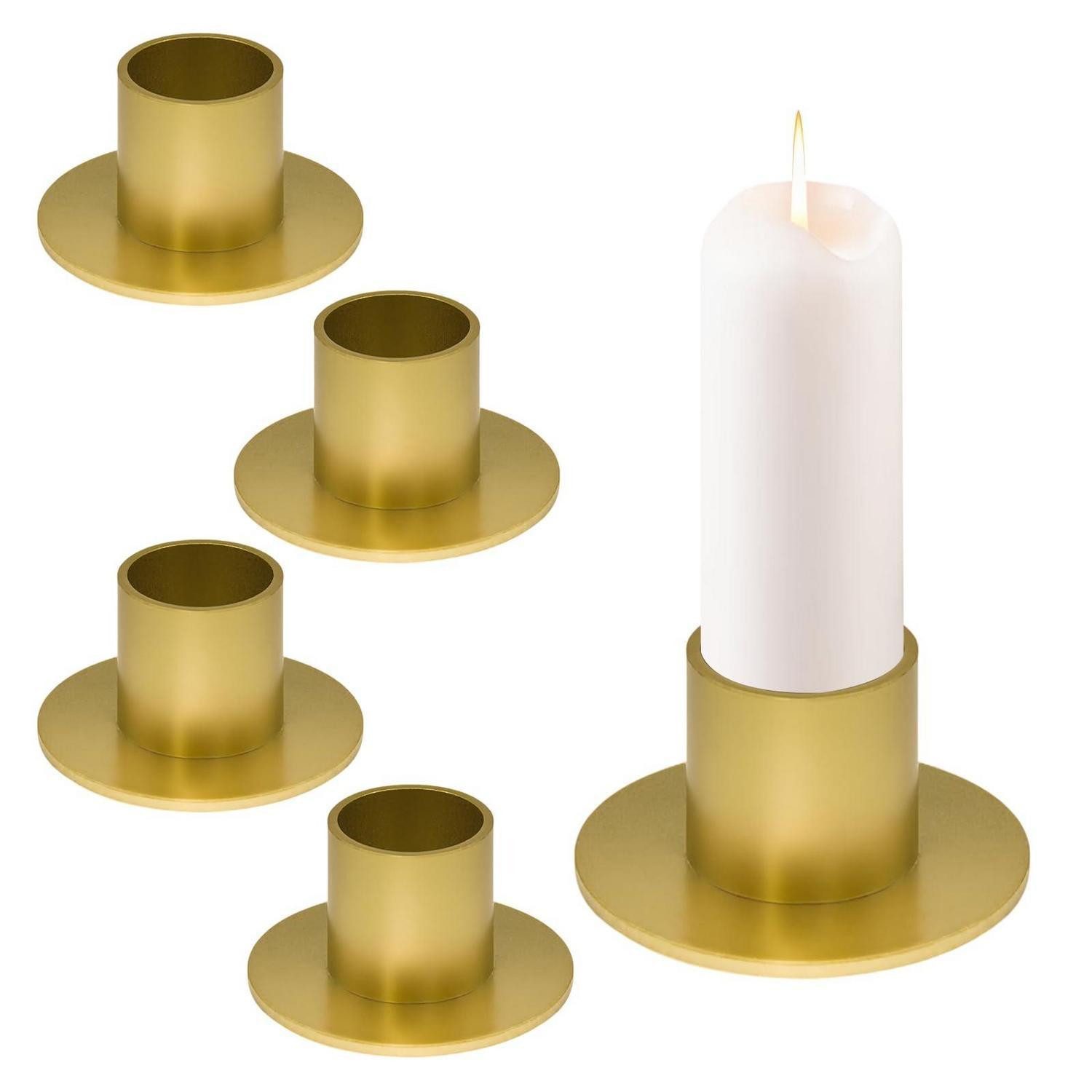 LuxusKollektion Kerzenständer Kerzenständer 4 Stück Gold Metall Retro