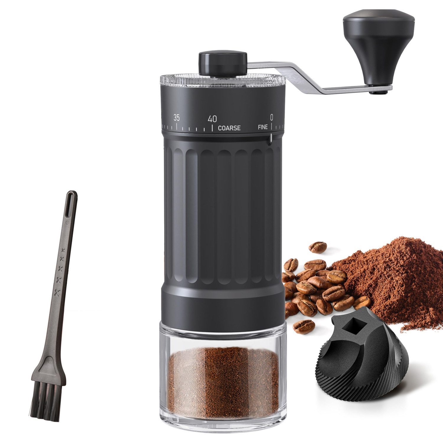 Auledio Kaffeemühle Manuelle Kaffeemühle mit 40-Stufen Einstellung & Keramik-Kegelmahlwerk, tragbar für Reisen & Camping
