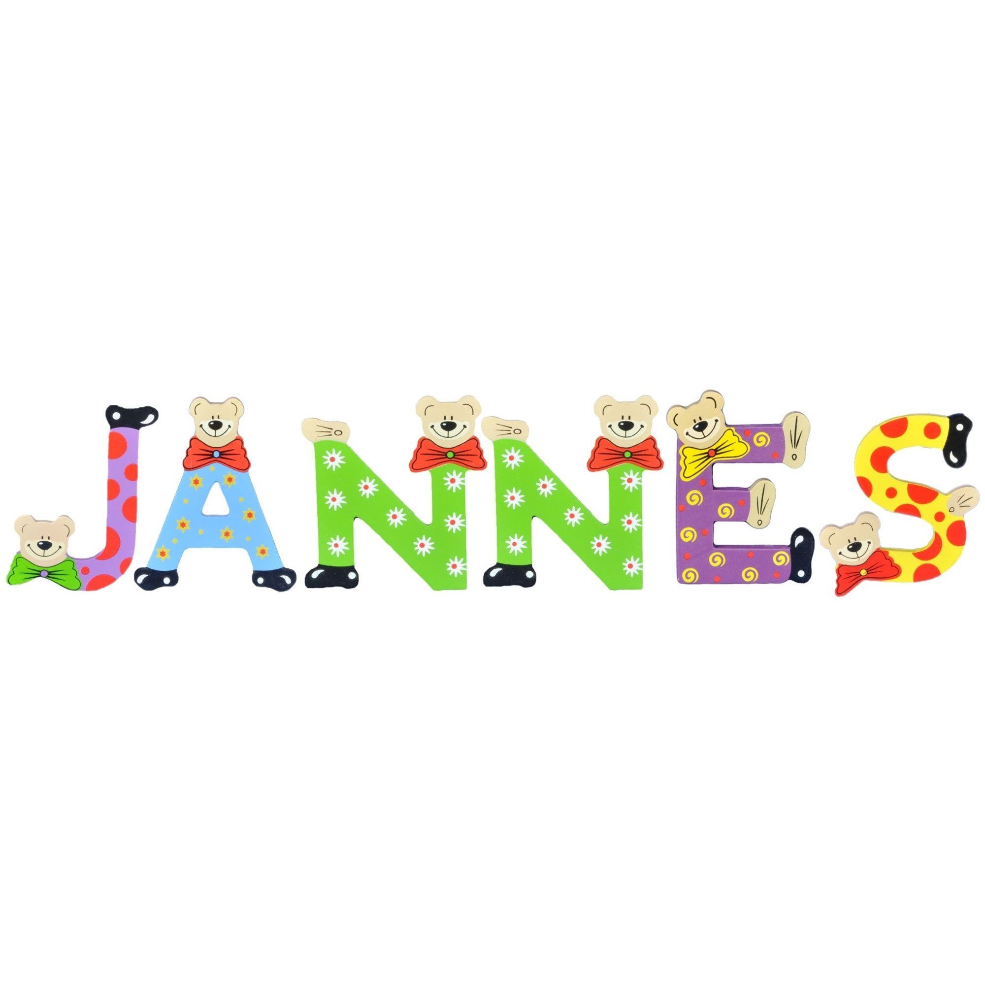 Holz-Buchstaben Deko-Buchstaben JANNES Namen-Set, Playshoes sortiert Kinder (Set, 6 - St),