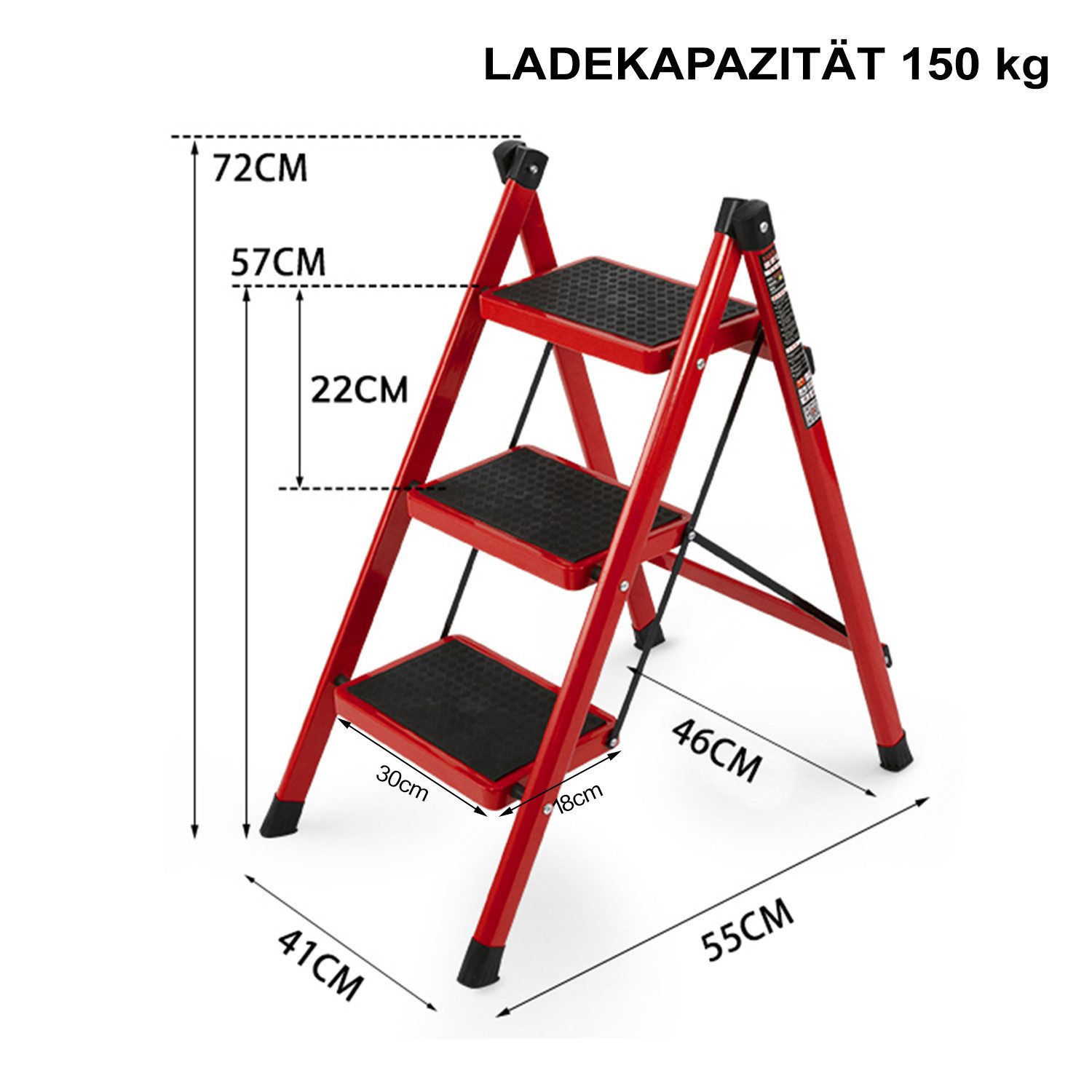 FOXSPORT Stehleiter ARK03, Trittleiter, Haushaltsleiter 3-5 Stufen, Klappleiter, Multifunktionsleiter, Arbeitsleiter klappbar, bis 150 kg, stabil